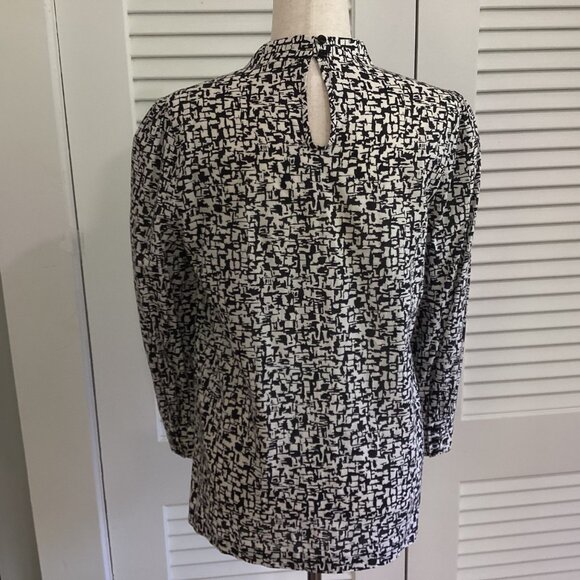 Kate Spade Reade Tie Neck Patterned Blouse in Black/White Size 6 - Picture 16 of 16